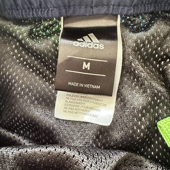 Adidas Boys Striped Swim Trunks M Green Blue Elastic Waistband Beach Resort Vaca - Picture 4 of 4